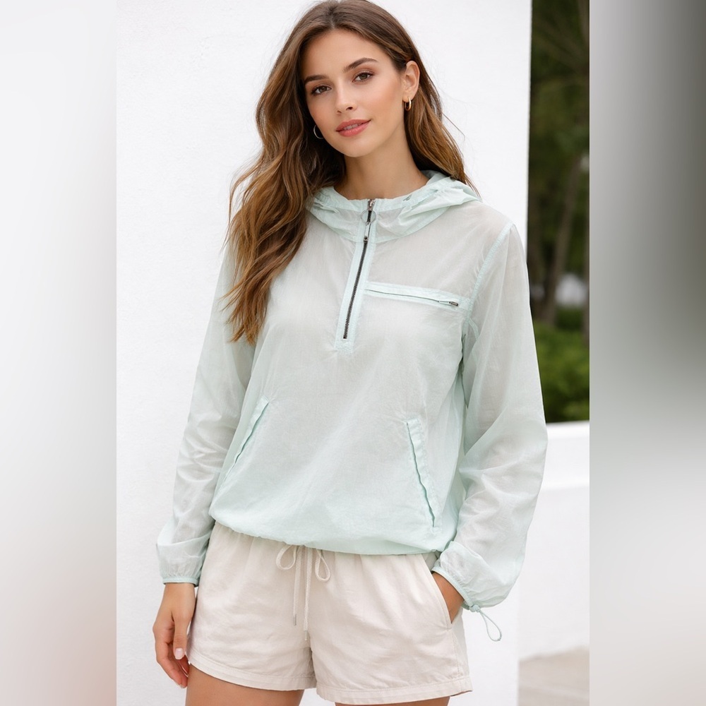 Lululemon Step Out Anorak Ocean Air Packable lightweight Kangaroo pocket hoody S